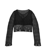 Double Sheer Cardigan-PERVERZE-Forget-me-nots Online Store