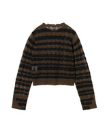 Thick Stripe Knit Cardigan-PERVERZE-Forget-me-nots Online Store