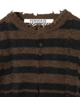 Thick Stripe Knit Cardigan-PERVERZE-Forget-me-nots Online Store