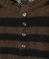 Thick Stripe Knit Cardigan-PERVERZE-Forget-me-nots Online Store