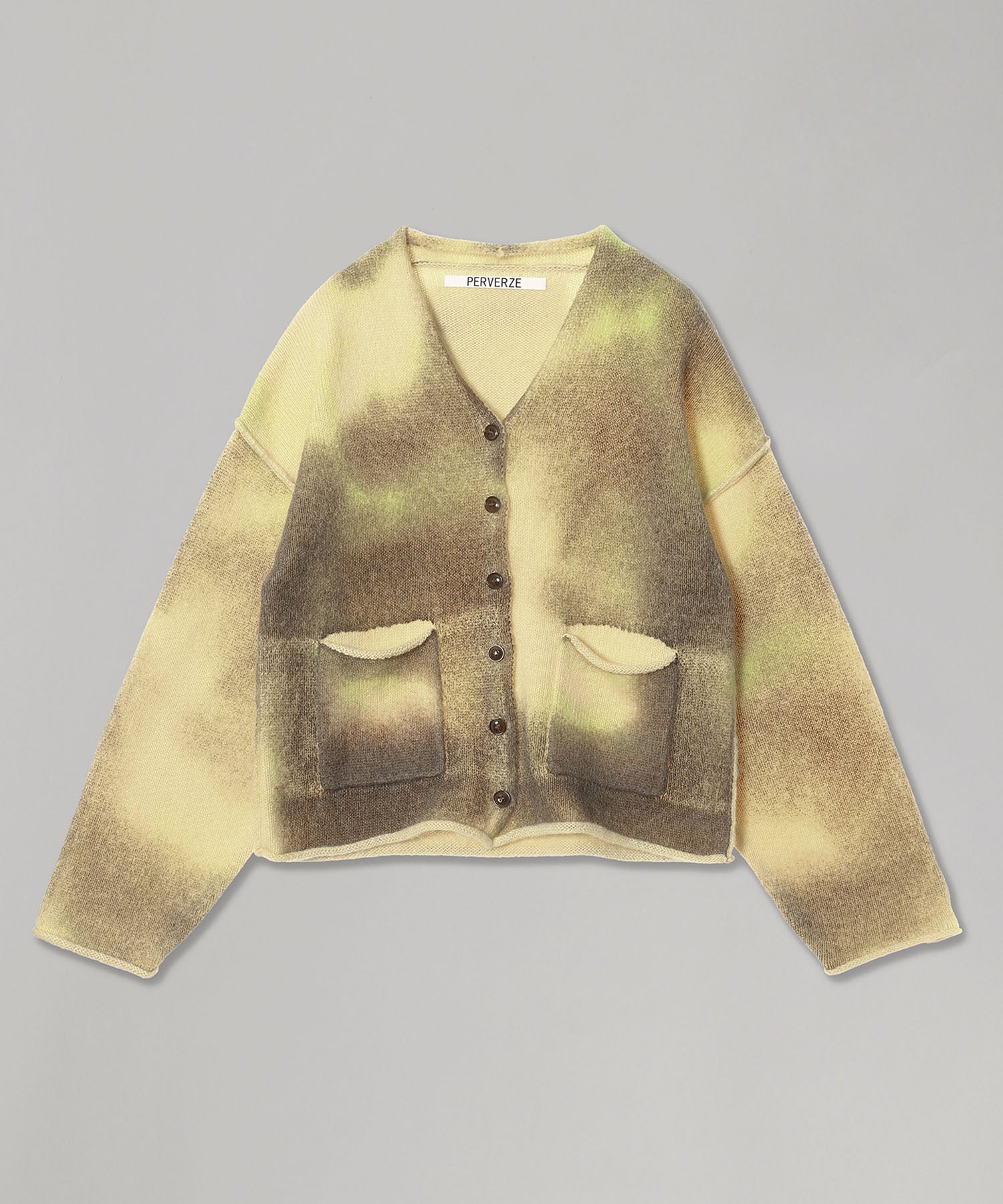 トップス PERVERZE Drawing Border Knit PERVERZE Blend Border Knit Cardigan