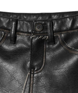 Washed Leather Mini Skirt-PERVERZE-Forget-me-nots Online Store