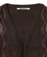 Wide Slit Argyle Line Cardigan