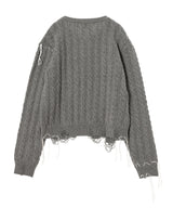 Label Cable Knitted Jumper-Charles Jeffrey Loverboy-Forget-me-nots Online Store