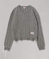 Label Cable Knitted Jumper-Charles Jeffrey Loverboy-Forget-me-nots Online Store
