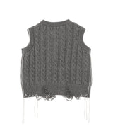 Label Cable Knitted Vest-Charles Jeffrey Loverboy-Forget-me-nots Online Store