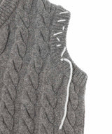 Label Cable Knitted Vest-Charles Jeffrey Loverboy-Forget-me-nots Online Store