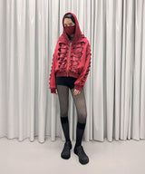 Shoulderless Hoodie Cut-Out Red-AVAVAV-Forget-me-nots Online Store