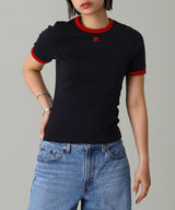 Signature Contrast T-Shirt-courrèges-Forget-me-nots Online Store