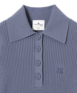 Ac Rib Knit Cropped Polo-courrèges-Forget-me-nots Online Store