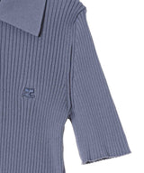 Ac Rib Knit Cropped Polo-courrèges-Forget-me-nots Online Store