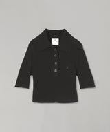 Ac Rib Knit Cropped Polo-courrèges-Forget-me-nots Online Store