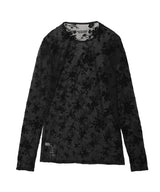 Sheer Flower Flockypt Crew Neck Top-beautiful people-Forget-me-nots Online Store