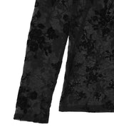 Sheer Flower Flockypt Crew Neck Top-beautiful people-Forget-me-nots Online Store