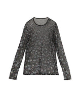 Flower Sheer Jersey Tight-Fit Crew Neck Top-beautiful people-Forget-me-nots Online Store