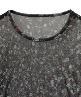 Flower Sheer Jersey Tight-Fit Crew Neck Top-beautiful people-Forget-me-nots Online Store