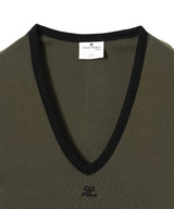 Contrast V Neck Mini Dress-courrèges-Forget-me-nots Online Store