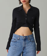 Twist Pique Crop Polo-courrèges-Forget-me-nots Online Store