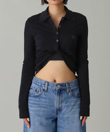 Twist Pique Crop Polo-courrèges-Forget-me-nots Online Store
