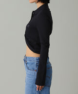 Twist Pique Crop Polo-courrèges-Forget-me-nots Online Store