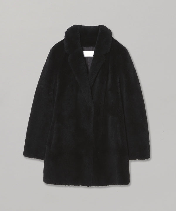 Coat Woven Lamb Wool Ironed-Yves Salomon Meteo-Forget-me-nots Online Store