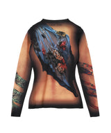 Recycled Draped Statue Jersey Ss Crewneck Top-Marine Serre-Forget-me-nots Online Store