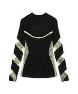 Draped Jersey & Lace Ls Crewneck Top-Marine Serre-Forget-me-nots Online Store