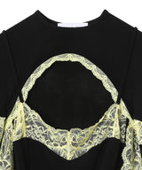 Draped Jersey & Lace Ls Crewneck Top-Marine Serre-Forget-me-nots Online Store