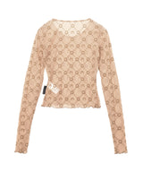 Moonogram Mesh Flock Ls Cropped Top-Marine Serre-Forget-me-nots Online Store