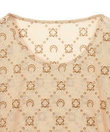 Moonogram Mesh Flock Ls Cropped Top-Marine Serre-Forget-me-nots Online Store