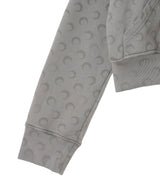 Faded Moon Fleece Cropped Zipped Hoodie-Marine Serre-Forget-me-nots Online Store