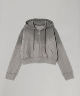 Faded Moon Fleece Cropped Zipped Hoodie-Marine Serre-Forget-me-nots Online Store