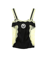 Satin & Lace Strap Top-Marine Serre-Forget-me-nots Online Store