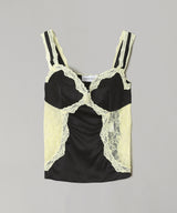 Satin & Lace Strap Top-Marine Serre-Forget-me-nots Online Store