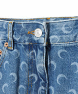 Moon Laser Blue Wash Denim Mini Skirt-Marine Serre-Forget-me-nots Online Store