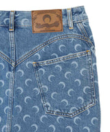 Moon Laser Blue Wash Denim Mini Skirt-Marine Serre-Forget-me-nots Online Store