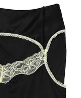 Satin & Lace Midi Skirt-Marine Serre-Forget-me-nots Online Store