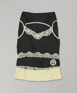 Satin & Lace Midi Skirt-Marine Serre-Forget-me-nots Online Store