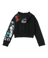 Regenerated Graphic Jersey Cropped Zipped Hoodie-Marine Serre-Forget-me-nots Online Store