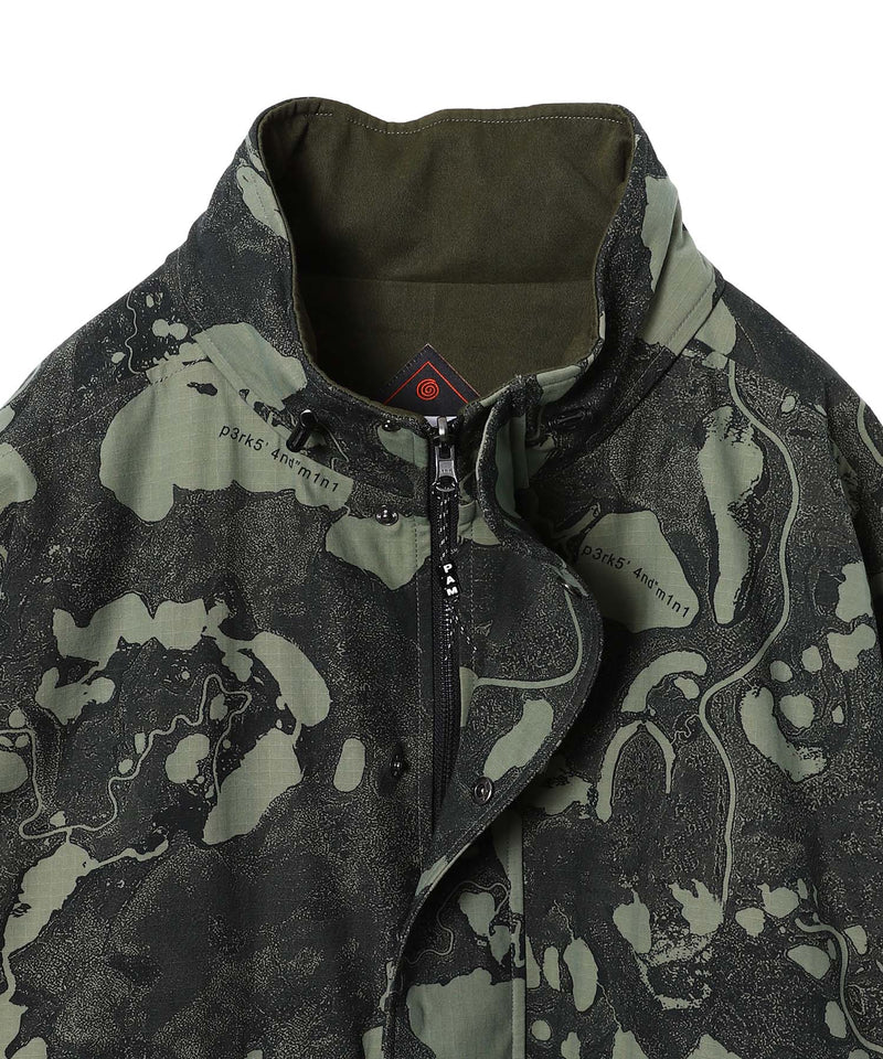 REVERSIBLE GEO MAPPING PARKA JACKET-Perks And Mini-Forget-me-nots Online Store