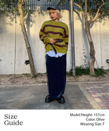 Border Crew Neck Knit-Forget-me-nots-Forget-me-nots Online Store