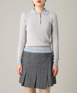 Long Sleeve Knit Polo-Forget-me-nots-Forget-me-nots Online Store