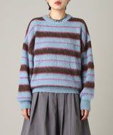 Border Crew Neck Knit-Forget-me-nots-Forget-me-nots Online Store