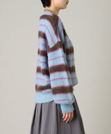 Border Crew Neck Knit-Forget-me-nots-Forget-me-nots Online Store