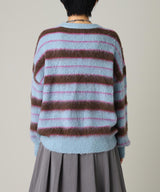 Border Crew Neck Knit-Forget-me-nots-Forget-me-nots Online Store