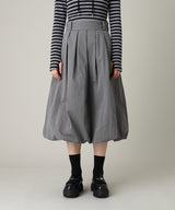 Baloon Pleats Belted Skirt-Forget-me-nots-Forget-me-nots Online Store