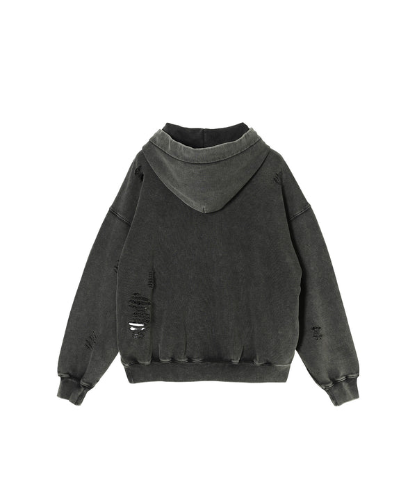 Grey Ripped Jersy Hoodie-Feng Chen Wang-Forget-me-nots Online Store