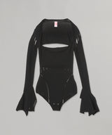 Mesh Knit Shaped-Neck Bodysuit-FETICO-Forget-me-nots Online Store