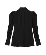 Puff-Sleeved Cotton Satin Shirt-FETICO-Forget-me-nots Online Store