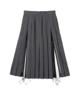 Wool & Tulle Combined Pleated Skirt-FETICO-Forget-me-nots Online Store